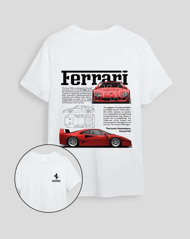 Camiseta Blanca Ferrari F40 (Unisex)