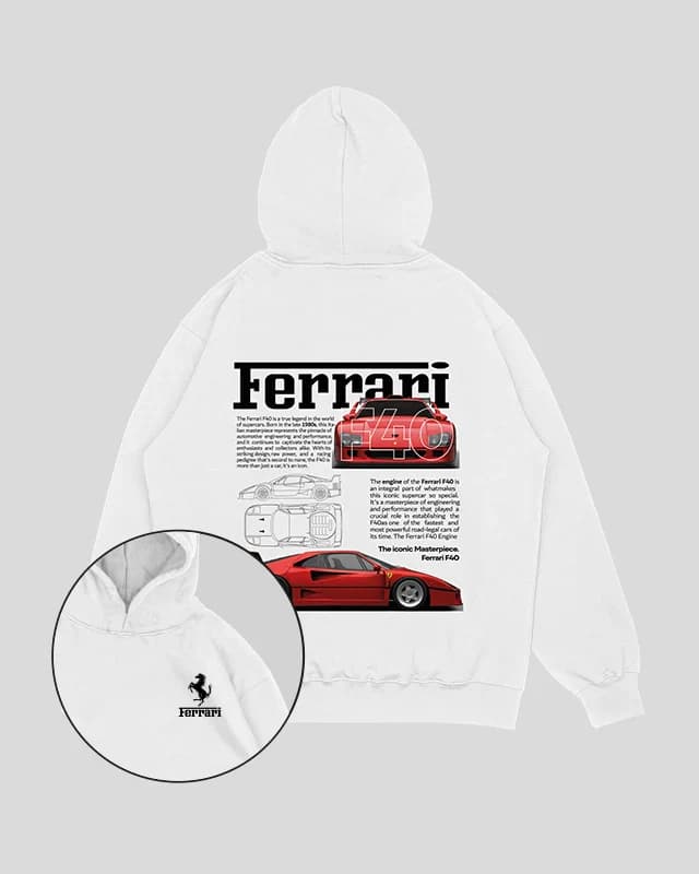 Hoodie Blanco F40 (Unisex)